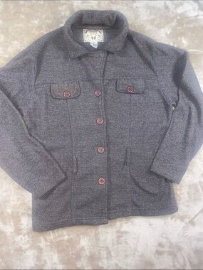 One Step Ahead Dark Brown Button-Front Fleece Performance Jacket